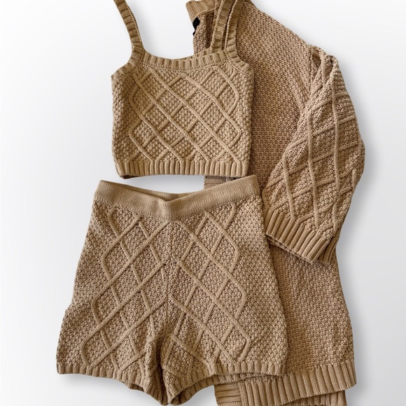 Anthropologie Sweaters - Anthropologie, Current Air,  3 Pc cable kit sweater set , Beige, Lounge Set